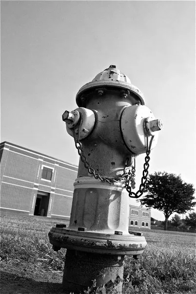 A black and white photo of a fire hydrant.