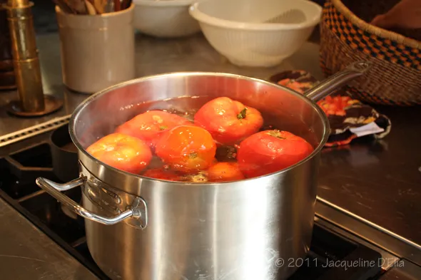 Tomatoes in boiling water
