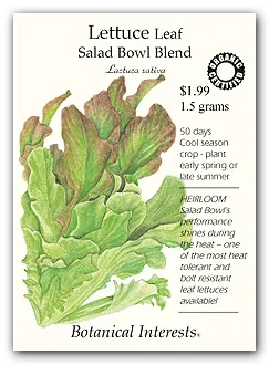 A label for lettuce leaf salad bowl blend.