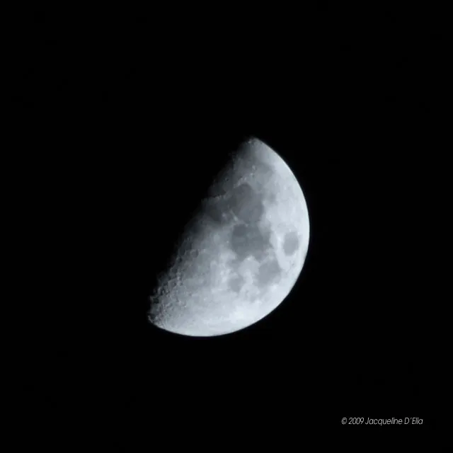 A crescent moon is seen in the dark sky.