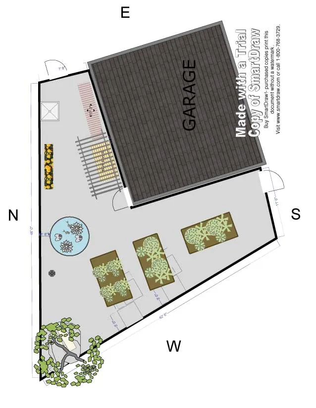 A diagram showing the layout of a garage.